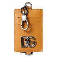 Dolce Gabbana Orange Calf Leather Credit Card Holder Clip On Wallet (BAG1113)