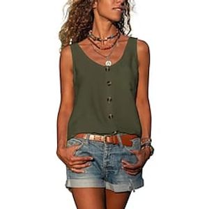 Women's Plain Daily Sleeveless V Neck Basic Essential ArmyGreen White Black S  Wash separately  Inelastic Lightinthebox