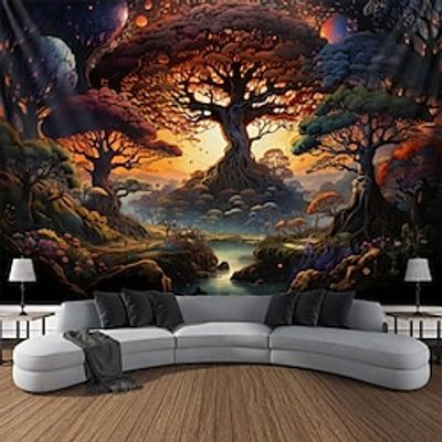 Colorful Tree of Life Hanging Tapestry Wall Art Psychedelic Large Tapestry Mural Decor Photograph Backdrop Blanket Curtain Home Bedroom Living Room Decoration miniinthebox