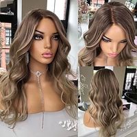 Remy Human Hair 13x4 Lace Front Wig Middle Part Brazilian Hair Wavy Blonde Wig 130% 150% Density Ombre Hair Highlighted / Balayage Hair Natural Hairline Glueless Pre-Plucked For Women Long Human Hair Lightinthebox