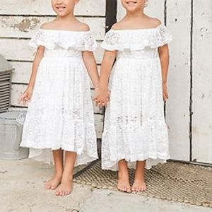 A-Line Asymmetrical Flower Girl Dress Wedding Party Girls Cute Prom Dress Lace with Appliques Boho Beach Fit 3-16 Years Lightinthebox