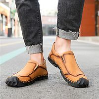 Men's Loafers  Slip-Ons Crochet Leather Shoes Comfort Loafers Sporty Casual Classic Daily Outdoor Walking Shoes Trail Running Shoes Nappa Leather Cowhide Breathable Handmade Non-slipping Booties Lightinthebox - thumbnail