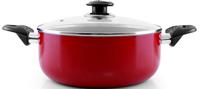 Royalford Non Stick Ceramic Casserole with Glass Lid 20 cm Red - RF6438