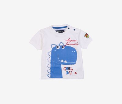 Toddlers Boys Dino Cool Dude T-Shirt White Toddlers Boys Dino Cool Dude T-Shirt White