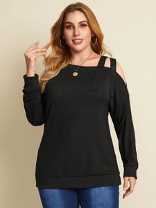 YOINS Plus Size Cold Shoulder Long Sleeves Tee