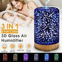 Air Humidifier Night Light Starburst Color Changing Oil Cool Mist Humidifier for your house or office3D 12W LED Glass Aromatherapy Oil Diffuser Lightinthebox - thumbnail