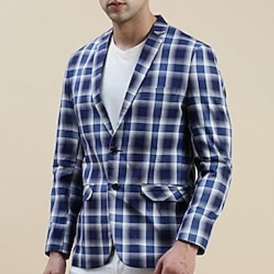 Plaid Business Men's Coat Blazer Work Wear to work Going out Fall Winter Turndown Long Sleeve Black Navy Blue Blue S M L Polyester Weaving Jacket Lightinthebox Plaid Business Men's Coat Blazer Work Wear to work Going out Fall Winter Turndown Long Sleeve Black Navy Blue Blue S M L Polyester Weaving Jacket Lightinthebox