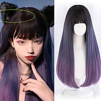 Long Straight Blue Mixing Purple Ombre Lolita Wig With Bangs Natural Synthetic Wigs for Women Cosplay Wigs Lightinthebox - thumbnail