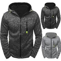 Men's Hoodie Zip Hoodie Hooded Sports  Outdoor Daily Holiday Hooded Plain Black Blue Green Activewear Streetwear Sport Spring   Fall Hoodies Sweatshirts  Lightinthebox - thumbnail