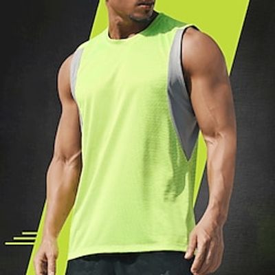 Men's GYM Tank Fitness Tank Basketball Shirt Men Tops Tank Crew Neck Sleeveless Sports  Outdoor Vacation Going out Casual Daily Gym Quick dry Breathable Soft Patchwork Color Block Blue Green Lightinthebox