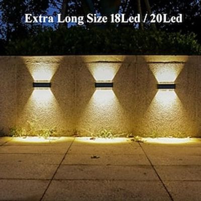 2 Packs 18/20 LED Beads Long Size Solar Wall Lights with Emitting Light Up and Down, Fence Outdoor Courtyard, Garden Pathway Decoration Light Lightinthebox