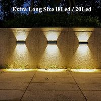 2 Packs 1820 LED Beads Long Size Solar Wall Lights with Emitting Light Up and Down, Fence Outdoor Courtyard, Garden Pathway Decoration Light Lightinthebox