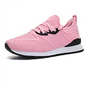 Women's Trainers Athletic Shoes Flat Heel Round Toe Daily Tissage Volant Lace-up Solid Colored Blue Pink Gray miniinthebox