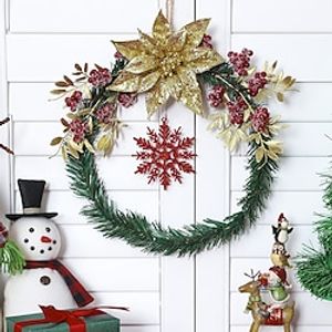 Christmas flower party decoration artificial Christmas flowers snowflakes pine and cypress leaves fruit wreaths often used for home restaurant hotel commercial center party door wall hanging miniinthebox