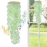 Wind Chimes for Outside - Handcrafted Green Capiz Shells Windchime Coastal Style Decor for Indoor/Outdoors, Garden Decor, Great Gift for Women, Wind Chimes Lovers and More Lightinthebox