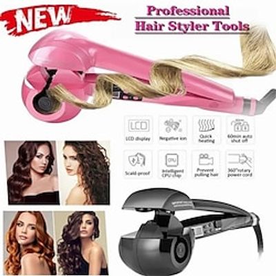 Automatic Curling Iron Steam Hair Curler Ceramic Titanium Steamer Spray Spiral Rotating with LED Display Lightinthebox