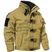 Men's Outdoor Jacket Windbreaker Windcheater Jacket Outdoor Daily Wear Warm Zipper Pocket Fall Winter Plain Fashion Streetwear Standing Collar Regular Black Khaki Army Green Jacket Lightinthebox - thumbnail