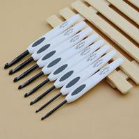 8 Pcs Different Size White Handle Black Hook Aluminum Crochet Hook Knitting Needles Set - thumbnail