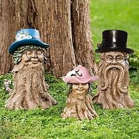1pc Garden Statues Wearing Hat Man Tree Decor Outdoor Resin Art Sculptures, Figurines Stakes For Backyard Lawn Yard Decoration miniinthebox - thumbnail
