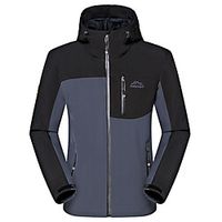 Men's Jacket Sport Daily Fall Winter Regular Coat Stand Collar Regular Fit Rain Waterproof Sporty Sports Jacket Long Sleeve Color Block Full Zip Gray Green Lightinthebox - thumbnail