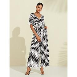 Stripe Print Loose Jumpsuit Wide-legged Trousers Lightinthebox