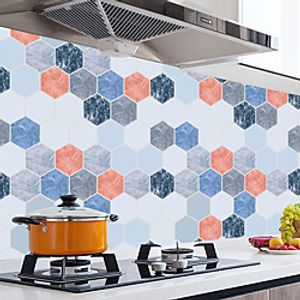 10045cm Kitchen Bathroom Oilproof Water Proof Removable Wall Stickers Aluminum foil Art Decor Home Decal Hexagonal Bricks Oil Stickers Wall Stickers miniinthebox