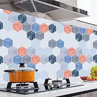 10045cm Kitchen Bathroom Oilproof Water Proof Removable Wall Stickers Aluminum foil Art Decor Home Decal Hexagonal Bricks Oil Stickers Wall Stickers miniinthebox - thumbnail
