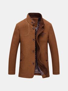 Casual Chest Pocket Woolen Coat