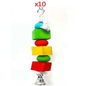 Pets Club Natural Wooden Bird Toy, Size H30xW3 Cm (Pack of 10)