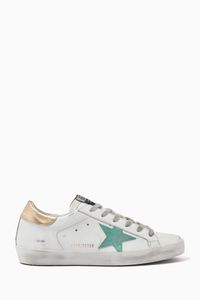Super-Star Sneakers with Suede Star & Metallic Heel Tab in Leather