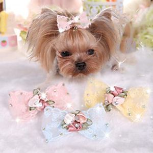 Pet Teddy VIP pet dog flash diamond embroidery lace hairpin hair accessories Lightinthebox