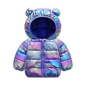 new cute baby girl jacket rainbow glossy kids boy fashion jacket with ears winter hooded jacket for girls baby boys clothes Lightinthebox