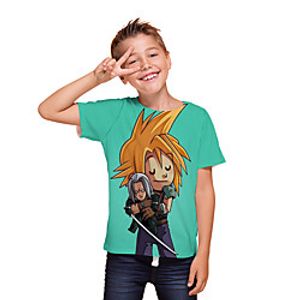 Kids Boys' T shirt Tee Short Sleeve 3D Print Cartoon Unisex Print Green Children Tops Summer Active Daily Wear Halloween Regular Fit 3-12 Years miniinthebox