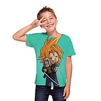 Kids Boys' T shirt Tee Short Sleeve 3D Print Cartoon Unisex Print Green Children Tops Summer Active Daily Wear Halloween Regular Fit 3-12 Years miniinthebox - thumbnail