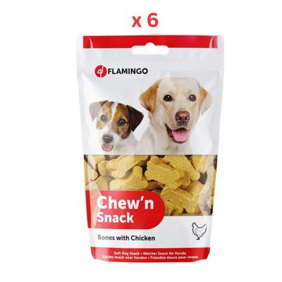 Flamingo Chew'n Snack Soft Bones with Chicken Dog Treats 150g Pack Of 6