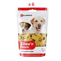 Flamingo Chew'n Snack Soft Bones with Chicken Dog Treats 150g Pack Of 6