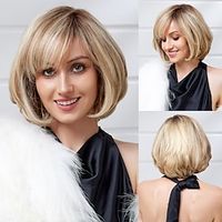 Human Hair Blend Wig Short Natural Straight Pixie Cut Side Part Layered Haircut Asymmetrical Multi-color Cosplay Curler  straightener Natural Hairline Capless Brazilian Hair Women's All Ash Brown#8 Lightinthebox - thumbnail