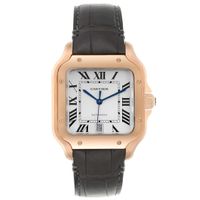 Santos 100 Xl Rose Gold Silver Dial Mens Watch Wgsa0007 Unworn - thumbnail