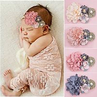 Kids Baby Girls' Headband Handmade Fabric Newborn Photo Headwear Pearl Flower Combination Baby Headband Hair Accessories Lightinthebox - thumbnail
