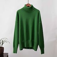 Men's Pullover Sweater Jumper Ribbed Knit Regular Knitted Plain Turtleneck Modern Contemporary Work Daily Wear Clothing Apparel Winter Black White S M L Lightinthebox