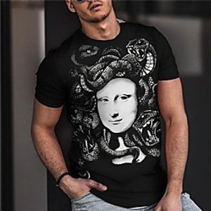 Men's Unisex Tee T shirt Shirt 3D Print Graphic Prints Snake Human Print Short Sleeve Daily Tops Casual Designer Big and Tall Black Lightinthebox