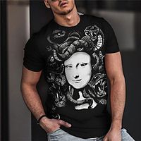 Men's Unisex Tee T shirt Shirt 3D Print Graphic Prints Snake Human Print Short Sleeve Daily Tops Casual Designer Big and Tall Black Lightinthebox - thumbnail