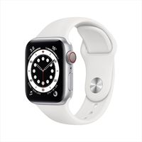 Apple Watch Series 6 Silver Aluminum Case with White Sport Band, 44mm, GPS + Cellular - thumbnail