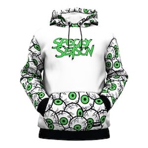 Men's Pullover Hoodie Sweatshirt White Hooded Graphic Prints Eye Print Daily Sports 3D Print Streetwear Designer Basic Spring   Fall Clothing Apparel Surrealism Hoodies Sweatshirts  miniinthebox