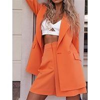 Women's Suits Work Street Holiday Summer Spring Regular Coat Regular Fit Thermal Warm Windproof Breathable Stylish Modern Style Formal Jacket Long Sleeve Solid Color with Pockets Blue Orange Lightinthebox - thumbnail