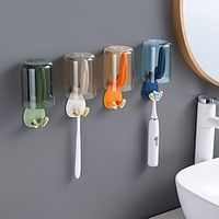 Toothbrush Rack Tooth Cup Rack Toothbrush Mouthwash Cup Household Student Punch-Free Wash Cup Wall-Mounted Bathroom Lightinthebox - thumbnail