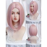 Synthetic Wig Uniforms Career Costumes Frozen Hell Girl Rozen Maiden Karneval Straight kinky Straight Middle Part Layered Haircut Machine Made Wig 12 inch Pink Synthetic Hair Women's Cosplay Party Lightinthebox - thumbnail