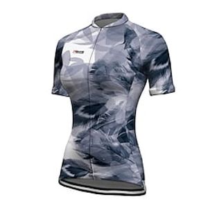 21Grams Women's Cycling Jersey Short Sleeve Bike Top with 3 Rear Pockets Mountain Bike MTB Road Bike Cycling Breathable Quick Dry Moisture Wicking Reflective Strips Grey Feather Polyester Spandex Lightinthebox