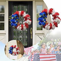 Independence Day Floral Wreath Decoration: Festive Ornament with Realistic Flowers and Vine Hangings for Displays for Fourth of July Lightinthebox