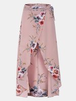 Sexy Floral Print Irregular Slit Hem Skirt For Women